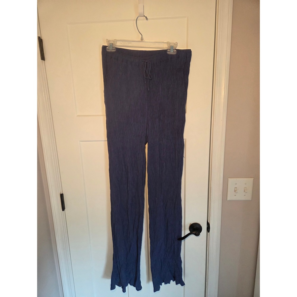 American Tall Navy Blue Plisse Textured Lounge Pants Tall Large L/T Straight Leg
